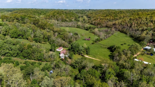 drone / aerial view with a forest view