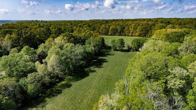 aerial view featuring a forest view