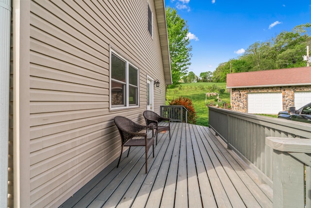 deck with a lawn