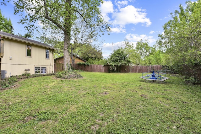 view of yard featuring a fenced backyard
