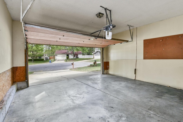 garage with a garage door opener