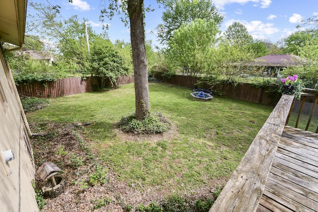 view of yard with a fenced backyard