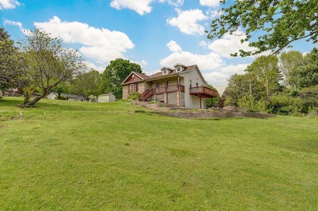 523 E Camino St, Springfield, MO 65810 - view of yard featuring a wooden deck and stairs