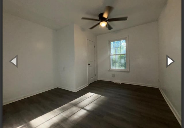 1327 W Livingston St, Springfield, MO 65803 - unfurnished room featuring baseboards, a ceiling fan, dark wood-style flooring, and visible vents