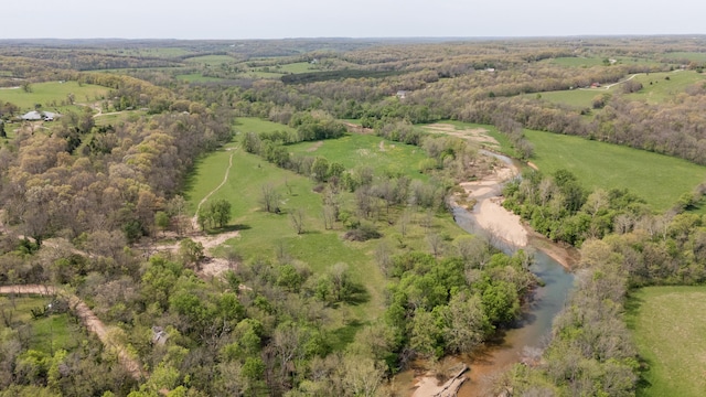 4940 Sellers Ford Rd, Hartville, MO 65667 - birds eye view of property with a water view and a forest view