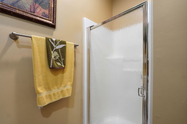 bathroom with a shower stall
