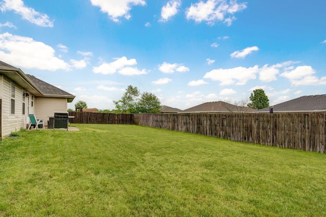 view of yard featuring a fenced backyard