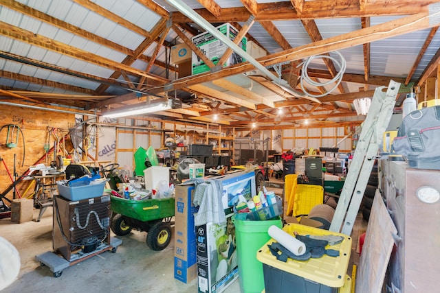 garage featuring a workshop area