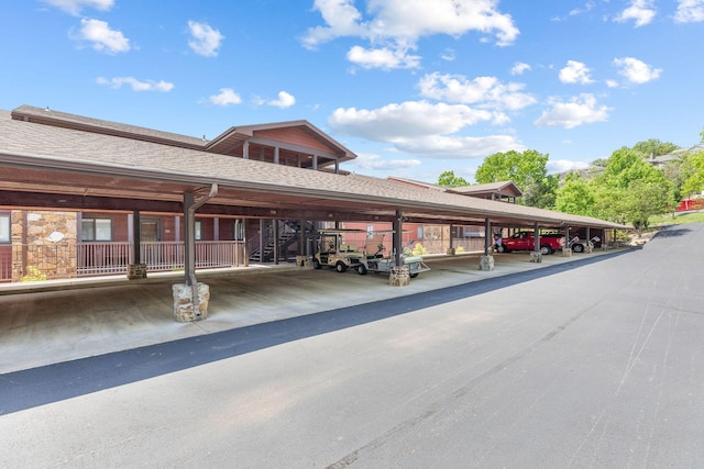 view of covered parking lot