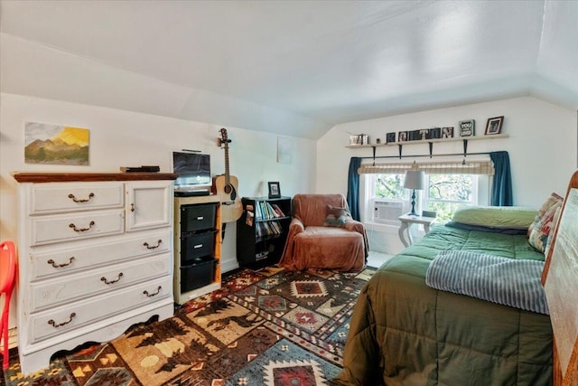 interior space with cooling unit and vaulted ceiling