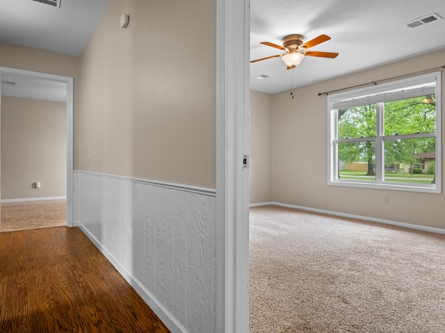 1208 Kemp Dr, Bolivar, MO 65613 - unfurnished room with ceiling fan, visible vents, and baseboards
