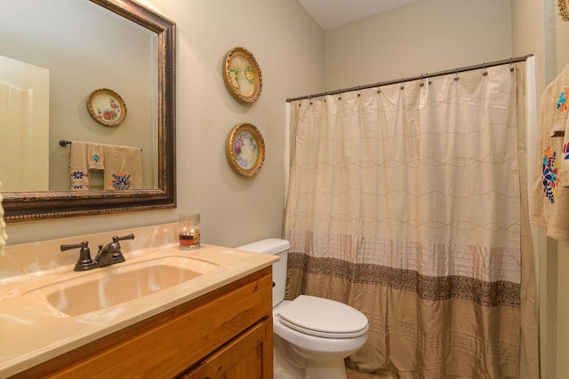 full bath featuring vanity, toilet, and a shower with curtain