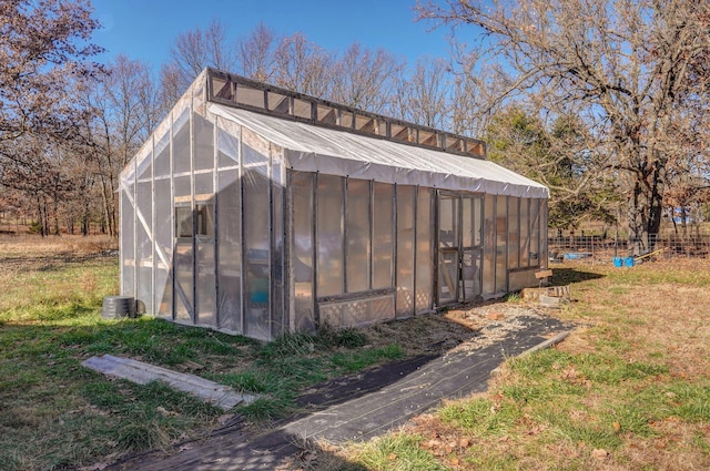 view of greenhouse with central air condition unit