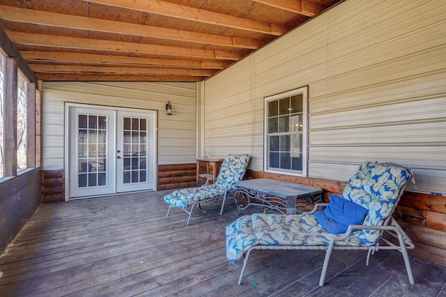 wooden deck with french doors