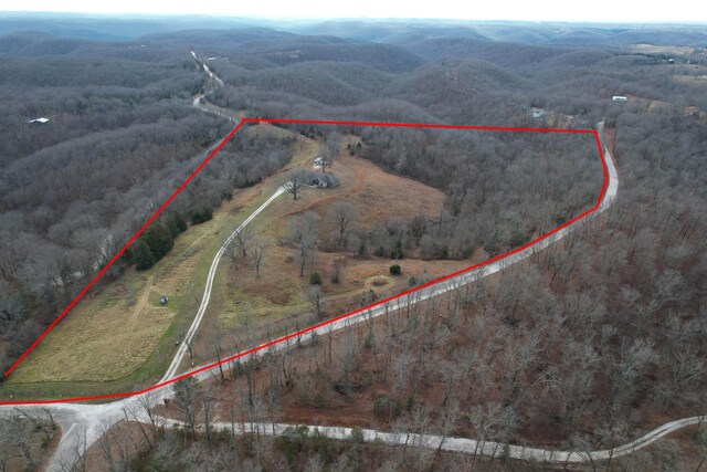 1770 Logan Ridge Rd, Ozark, MO 65721 - drone / aerial view with a wooded view and a mountain view
