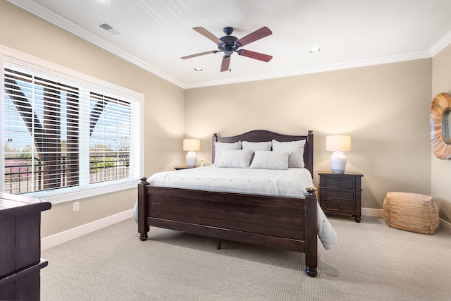 bedroom with baseboards, carpet, and visible vents