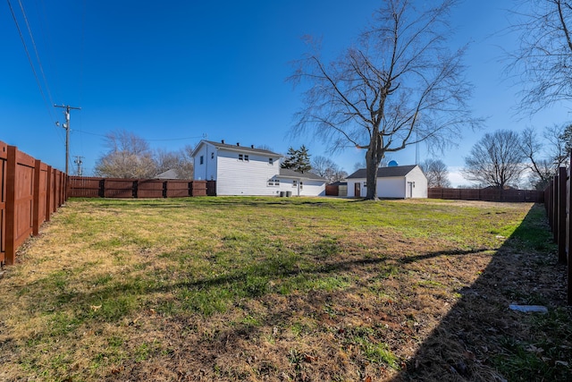 view of yard featuring a fenced backyard