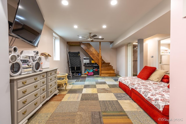 bedroom with recessed lighting