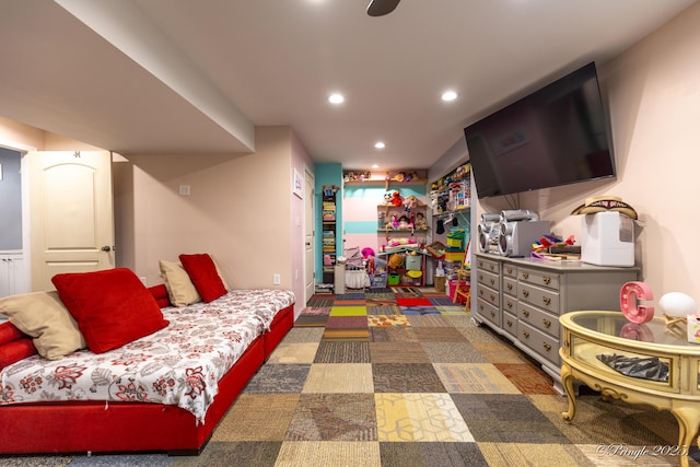 bedroom with recessed lighting