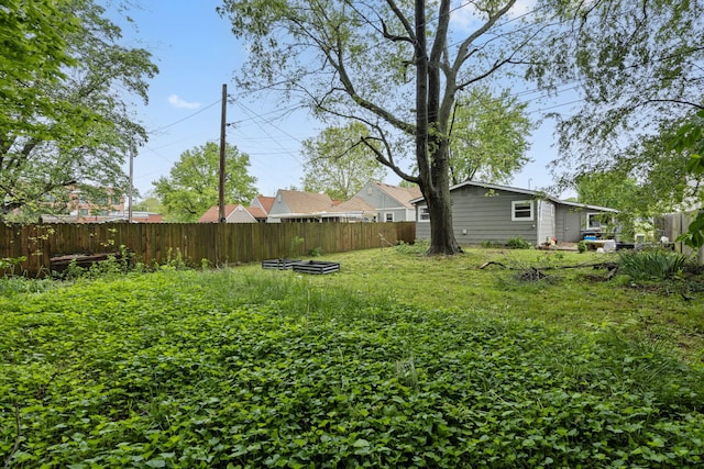 view of yard featuring a fenced backyard