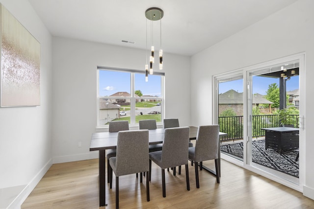 635 W Bridgewood Ct, Springfield, MO 65803 - dining room featuring plenty of natural light, light wood-style floors, baseboards, and a residential view