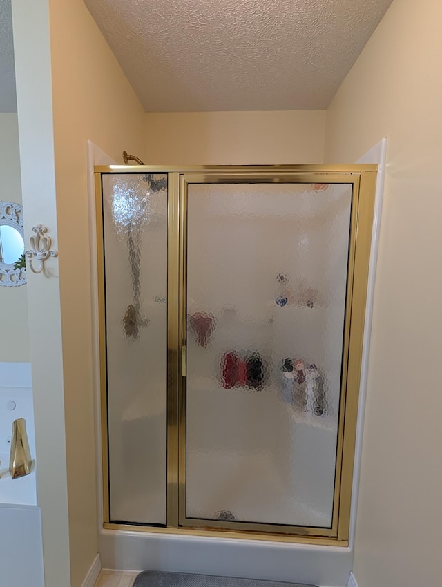 249 Mount Vernon Rd, Forsyth, MO 65653 - full bath with baseboards, a shower stall, and a textured ceiling