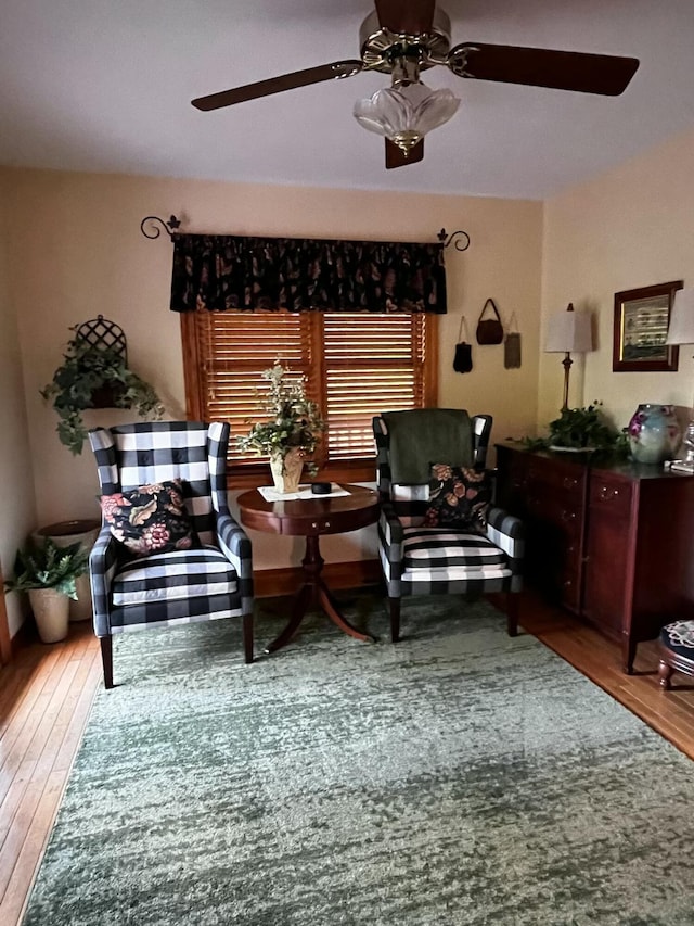 249 Mount Vernon Rd, Forsyth, MO 65653 - sitting room featuring a ceiling fan and hardwood / wood-style flooring