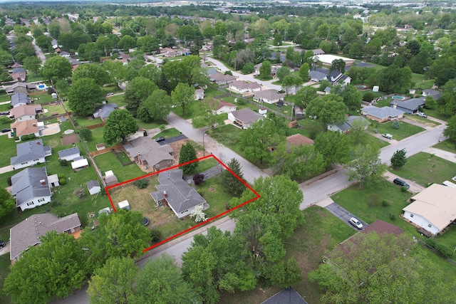aerial view with a residential view