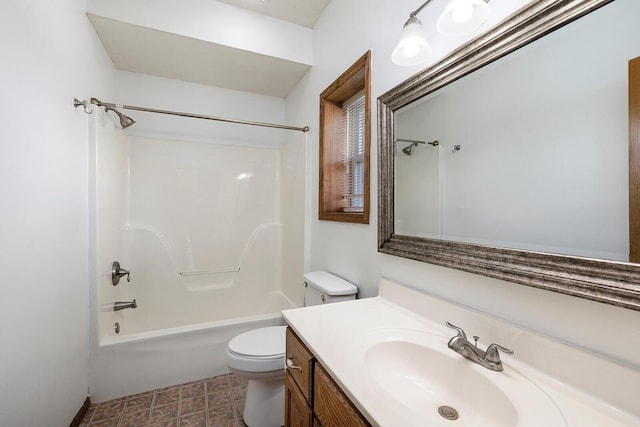 full bathroom with vanity, shower / bathing tub combination, and toilet