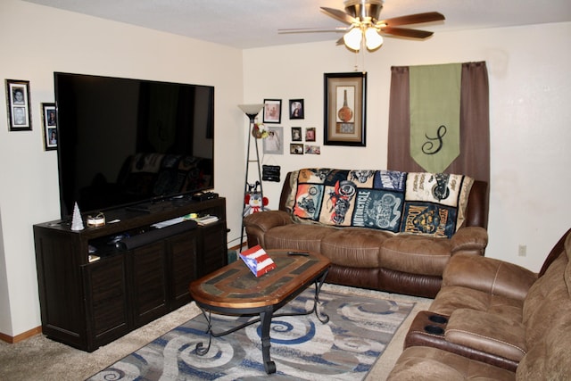 112 S Winfield, Joplin, MO 64801 - carpeted living area featuring a ceiling fan