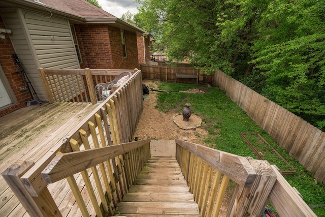 view of yard featuring a deck and a fenced backyard