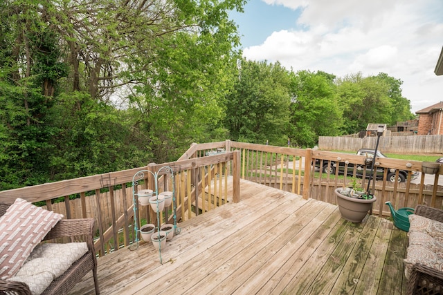 deck featuring fence