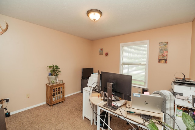 office space with light colored carpet and baseboards