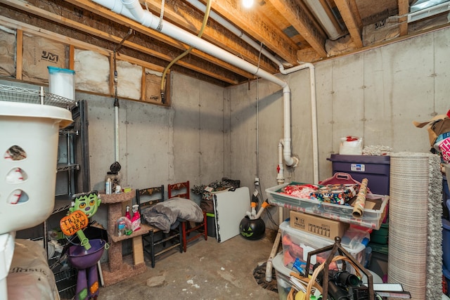 view of unfinished basement