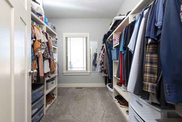 walk in closet featuring carpet