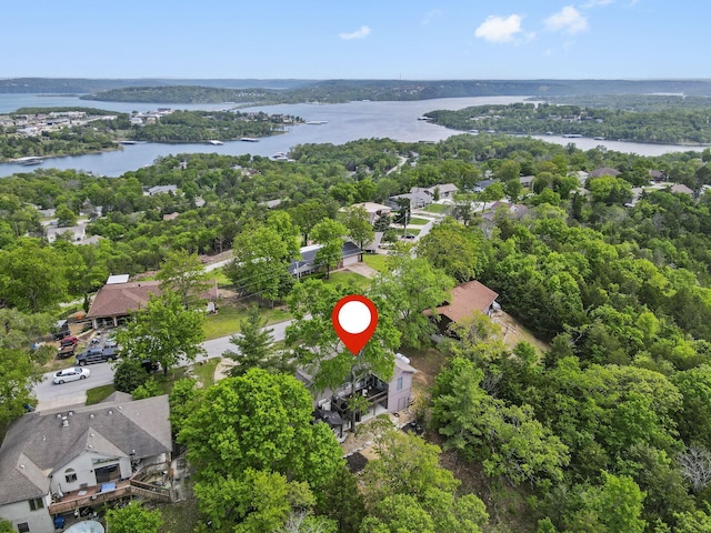 aerial view with a residential view and a water view