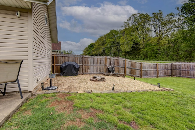 view of yard featuring a fenced backyard