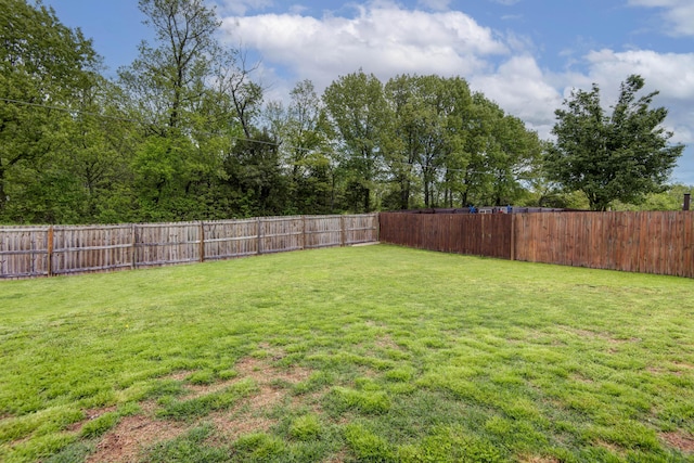 view of yard featuring a fenced backyard