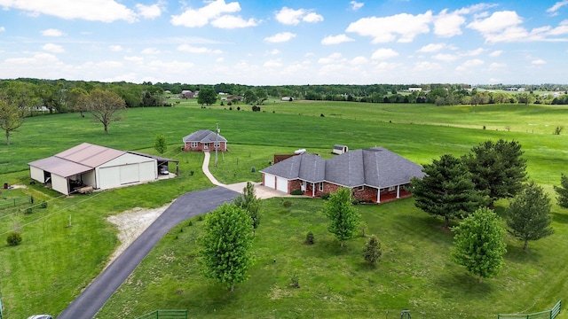 drone / aerial view with a rural view