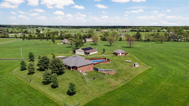drone / aerial view with a rural view