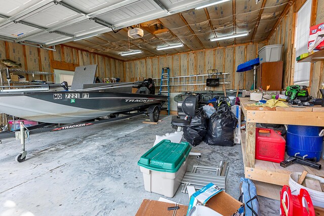 garage with a garage door opener