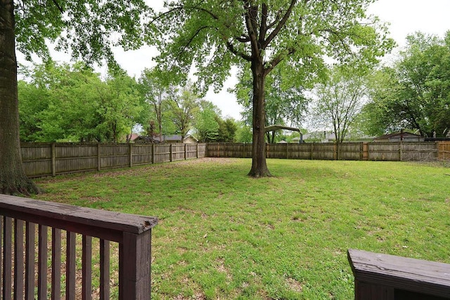 view of yard with a fenced backyard