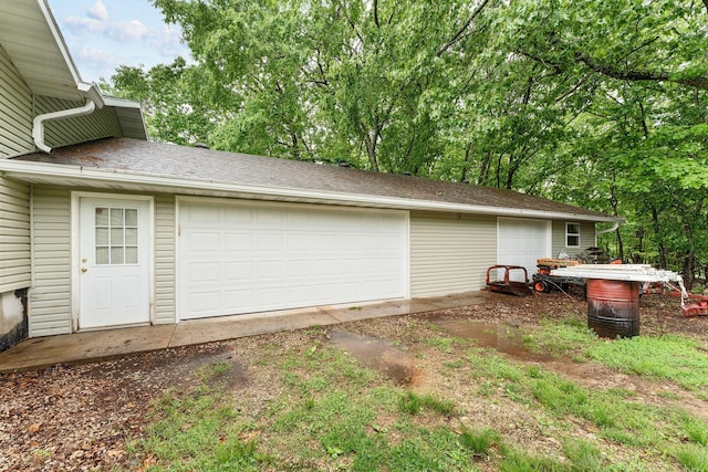 view of detached garage