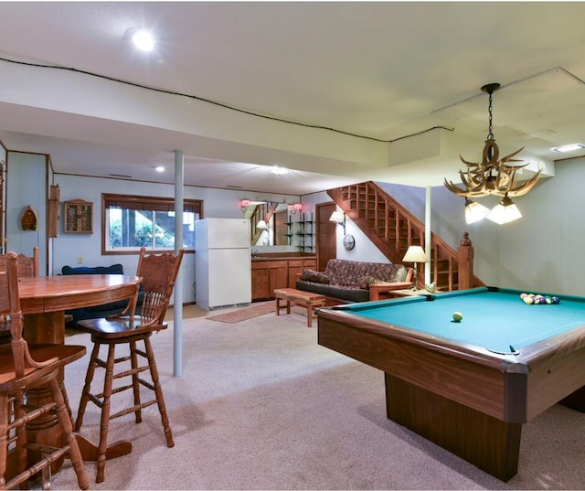 26742 Royal Point Dr, Shell Knob, MO 65747 - recreation room featuring carpet flooring, pool table, a chandelier, and recessed lighting
