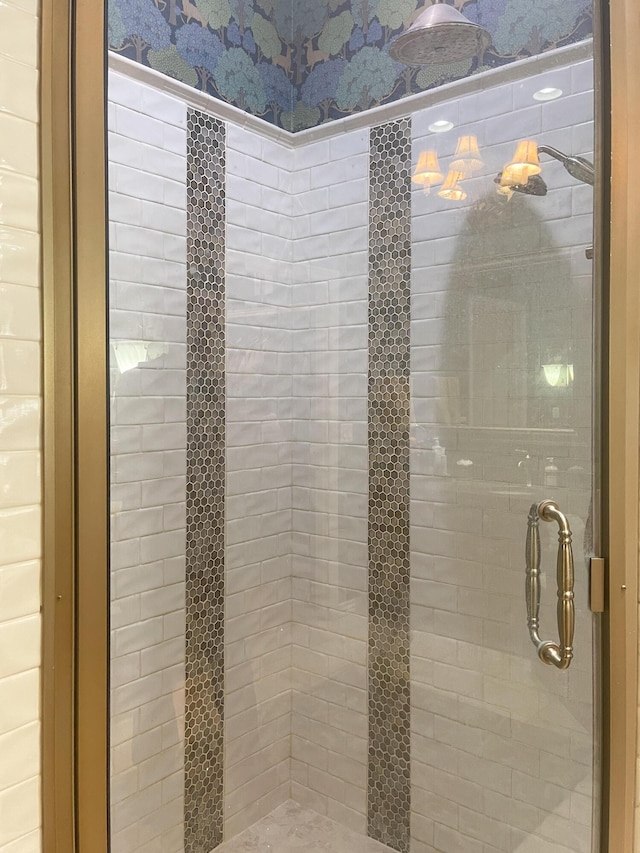 room details with a shower stall