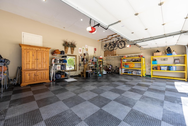 garage with a garage door opener