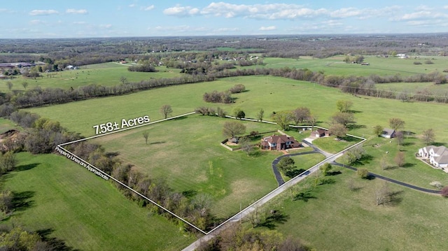 aerial view with a rural view