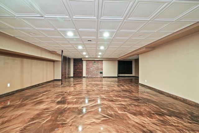 interior space featuring baseboards, marble finish floor, and recessed lighting