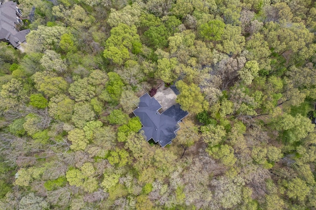 drone / aerial view with a forest view