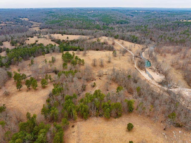 aerial view featuring a rural view and a forest view